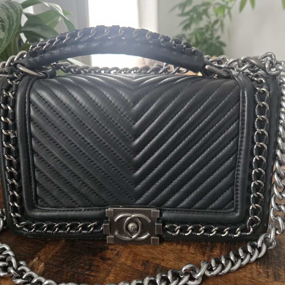 Black Quilted Leather Chain Bag